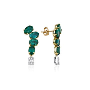 Emerald Drop Earring W/ Baguette Diamond 4135