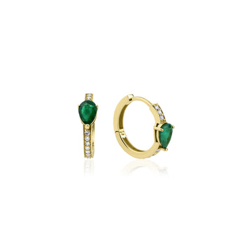Pear Emerald Hoop Earring 4163