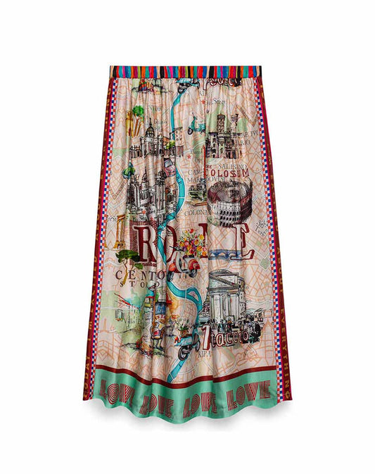 Printed Rouge Midi Skirt