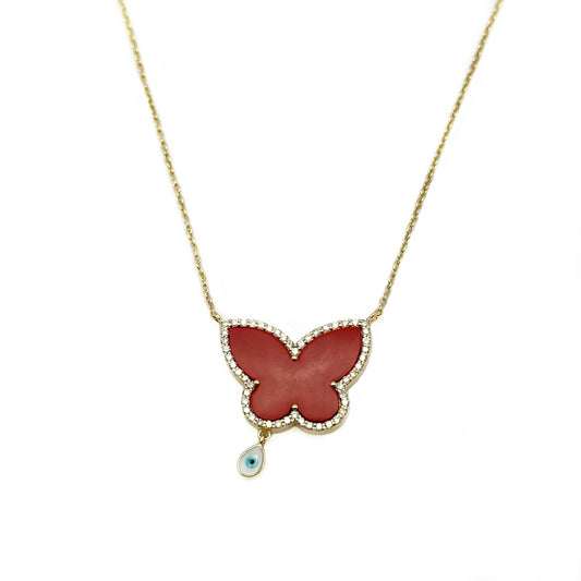 CORAL BUTTERFLY NECKLACE