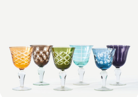 Cuttings Multicolor  Wine Glasses (Set of 6)