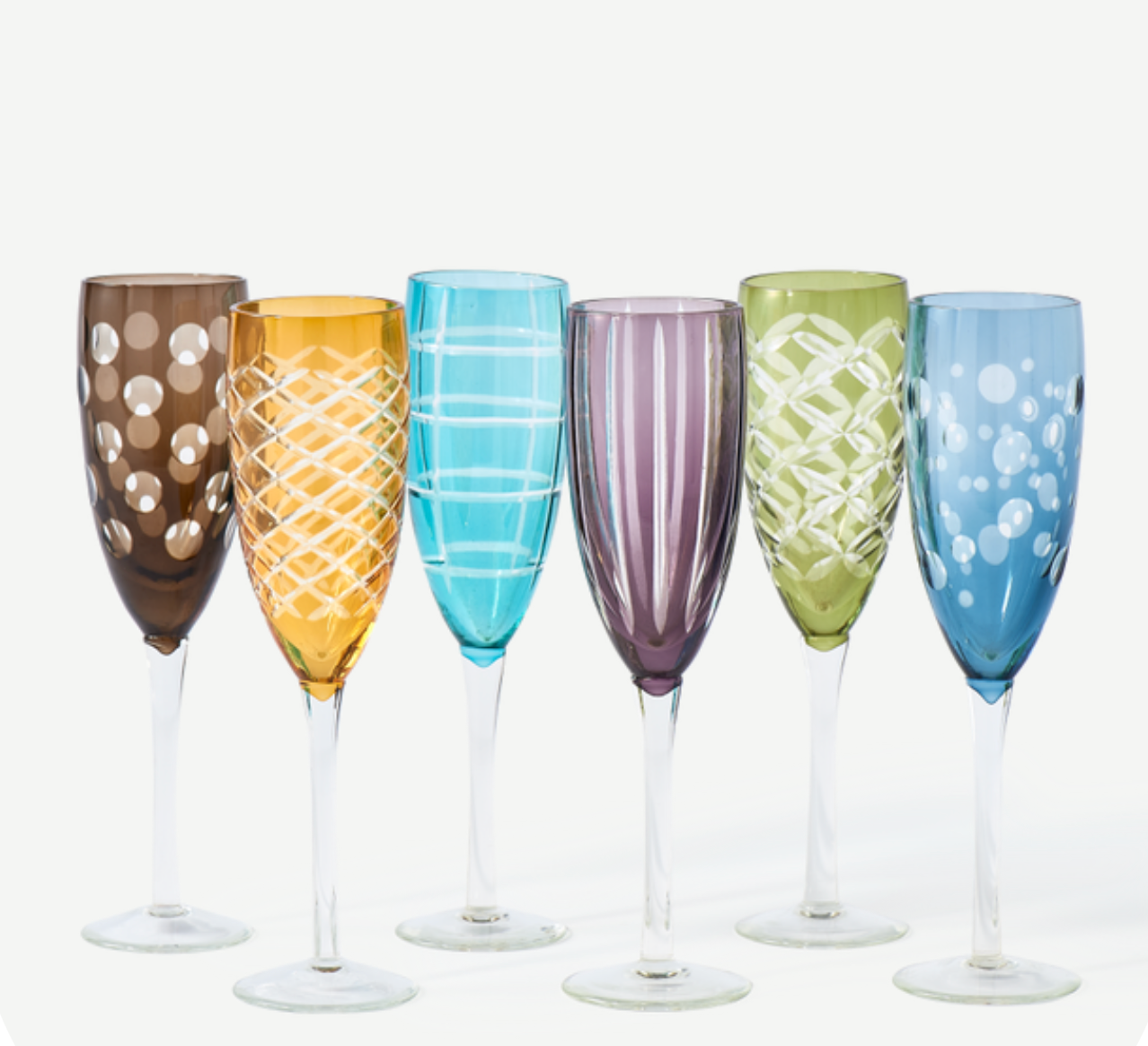 Cuttings Multicolor Champagne Glasses (Set of 3)