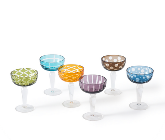Cuttings Multicolor Coupe Glasses (Set of 6)
