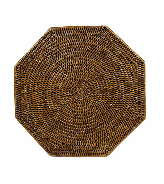 Rattan Octagonal Placemat in Natural - (SET OF 2)