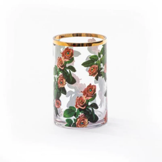Glass Vase Roses Cylindrical small