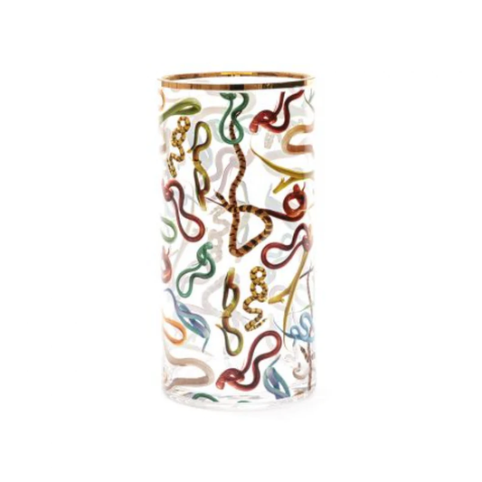 Glass Vase Snakes Cylindrical medium