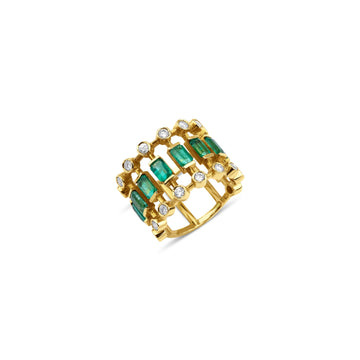 Emerald Diamond Band Ring