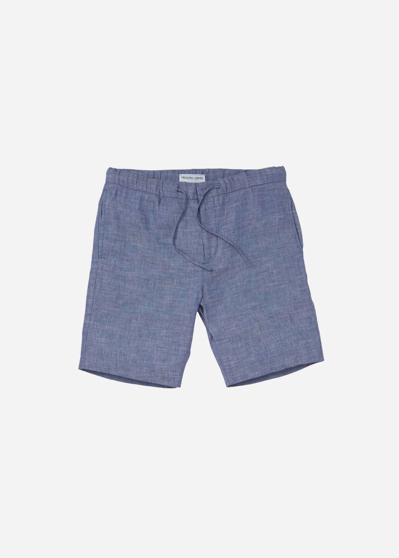 FRESCOBOL CARIOCA Frescobol Linen Shorts Sport Block - Melange Navy Blue, 30