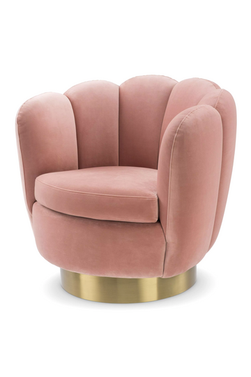 Blush Velvet Scalloped Swivel Chair