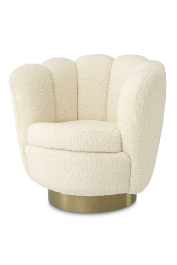 Cream Scalloped Swivel Chair