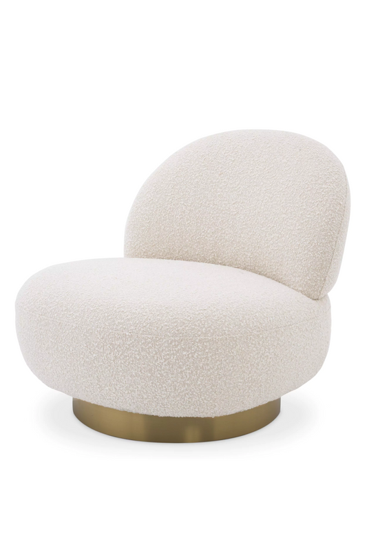Cream Bouclé Accent Swivel Chair