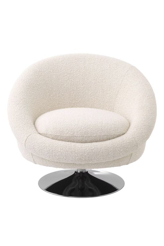 Bouclé Cream Upholstered Swivel Chair