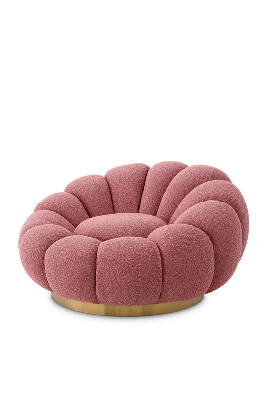 Dreamy Flower Design Bouclé Swivel Chair