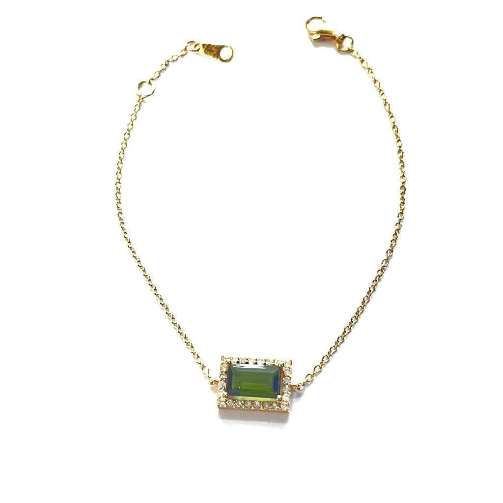 Green Tourmaline Diamond Bracelet