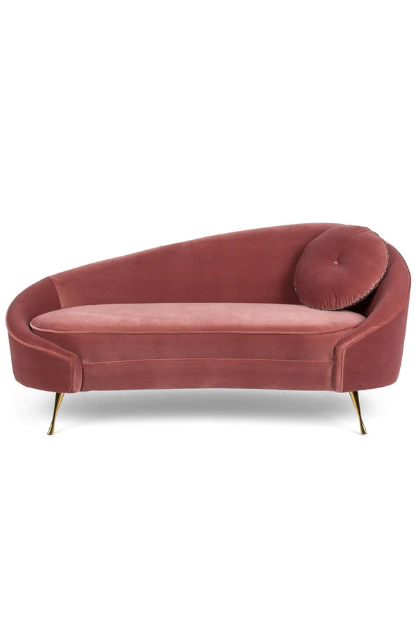 Curved Pink Velvet Sofa