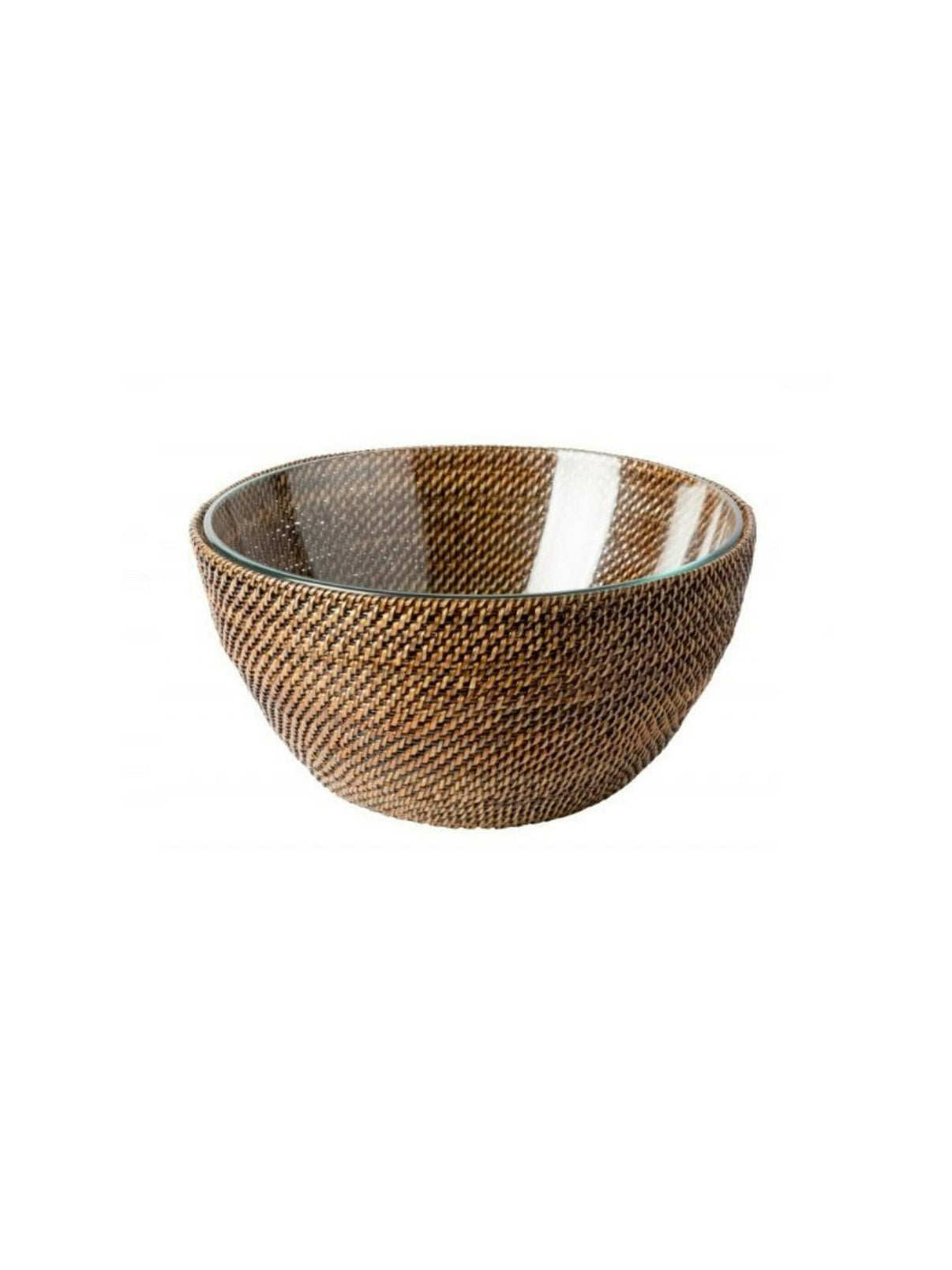 Rattan Round Bowl Server with Glass Bowls