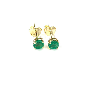 Emerald Round Stud Earrings 3398