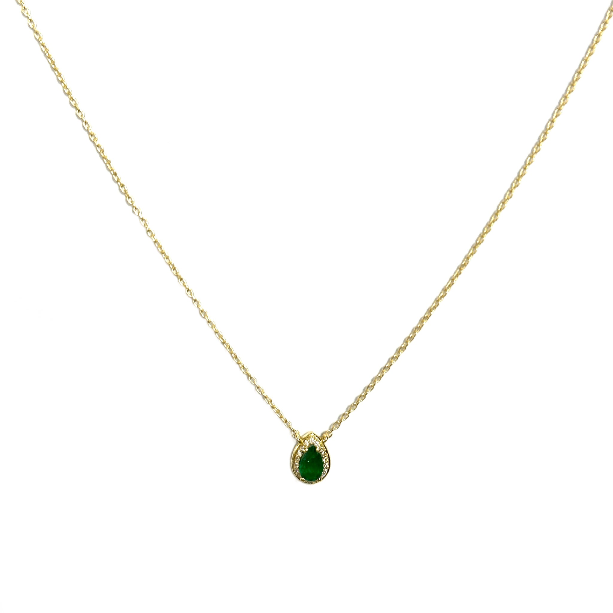Pear Shaped Emerald & Diamond Necklace 4009
