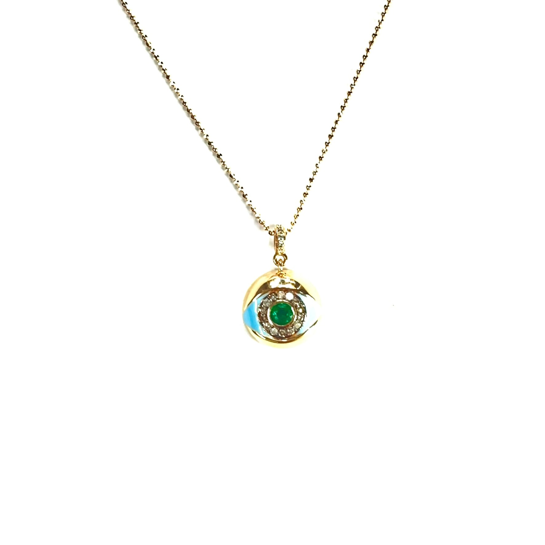 Emerald Eye Enamel Necklace