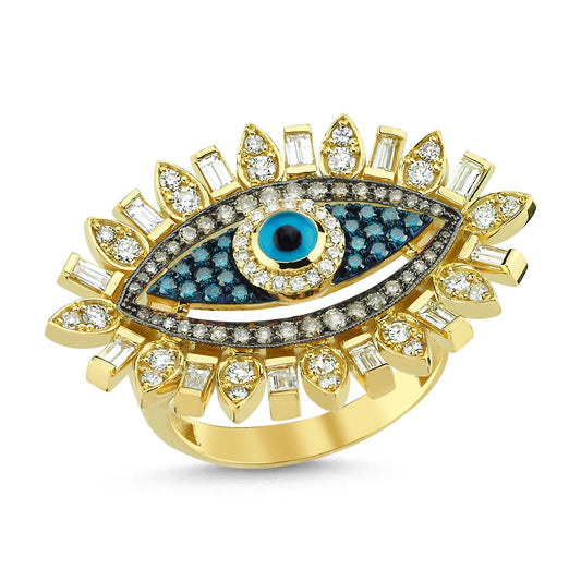 Blue Diamond Eye Ring