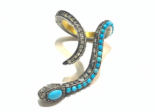 Turquoise Wrapped Snake Ring 1122