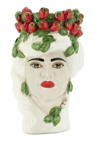 Vase Strawberries Head Lady