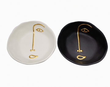 Bowl Face Ceramic B&W ( set of 2)