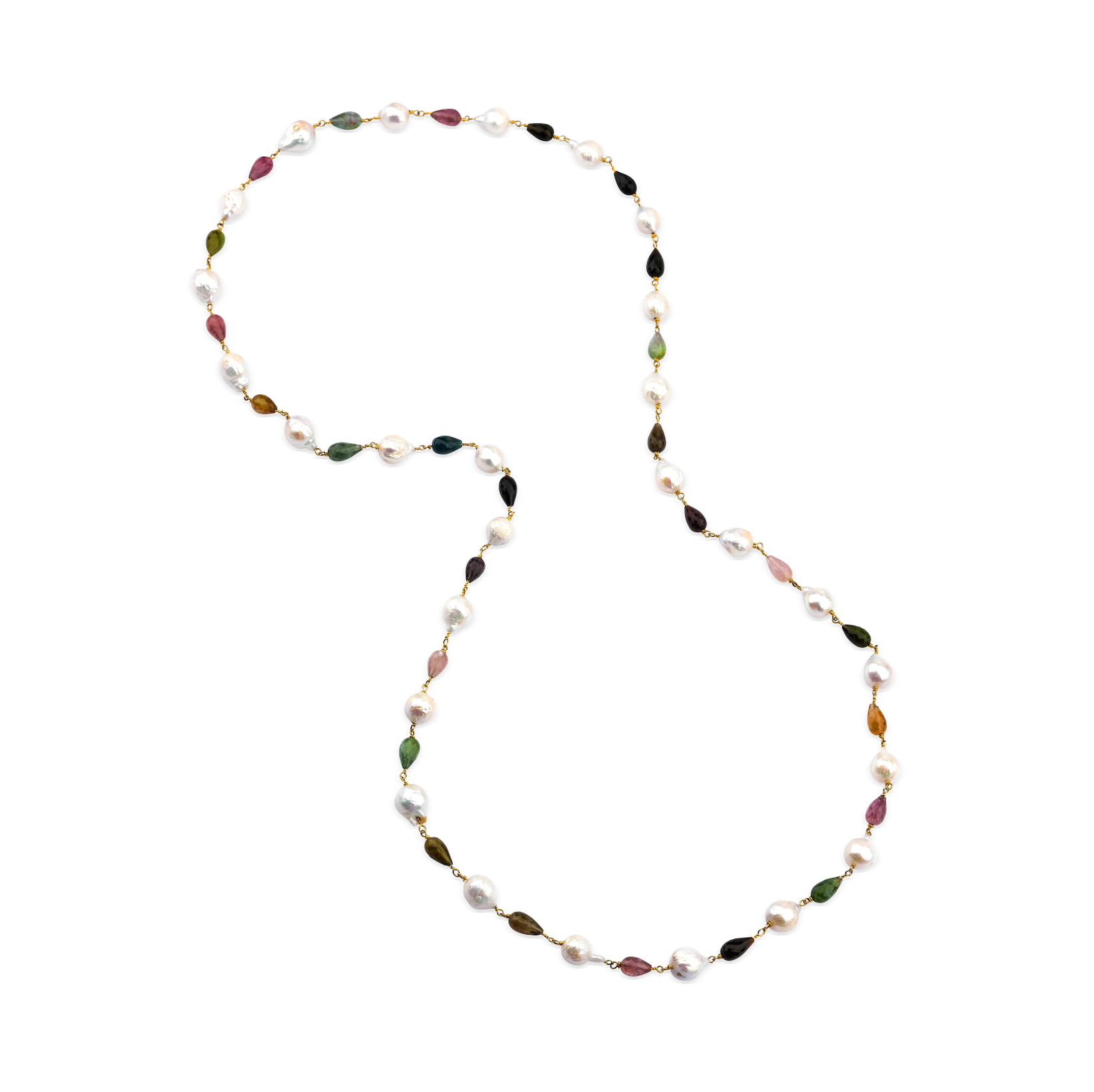 Pearl and Tourmaline Long Necklace