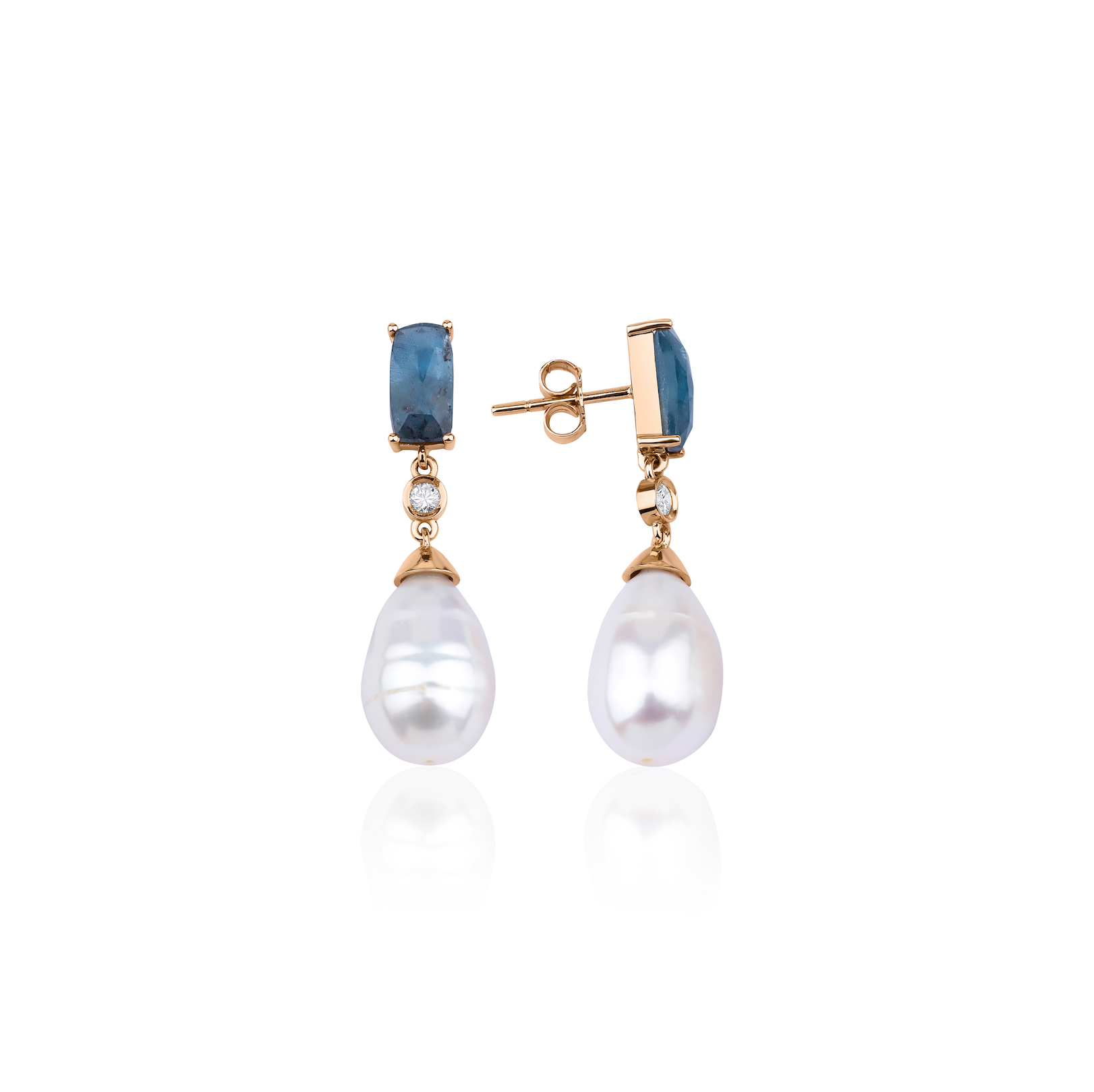 Kyanite and Pearl Earrings