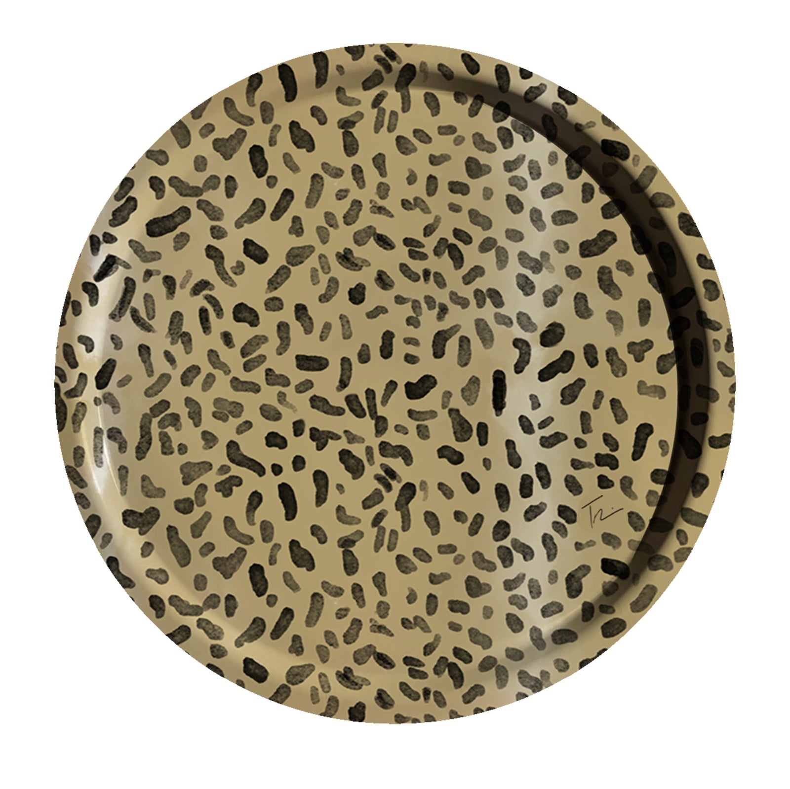 Leopard Print Round Birchwood Tray