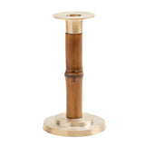 Small Bamboo Candlestick in Medium Brown