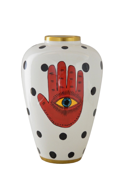 Hamsa Eye Hand Ceramic Vase